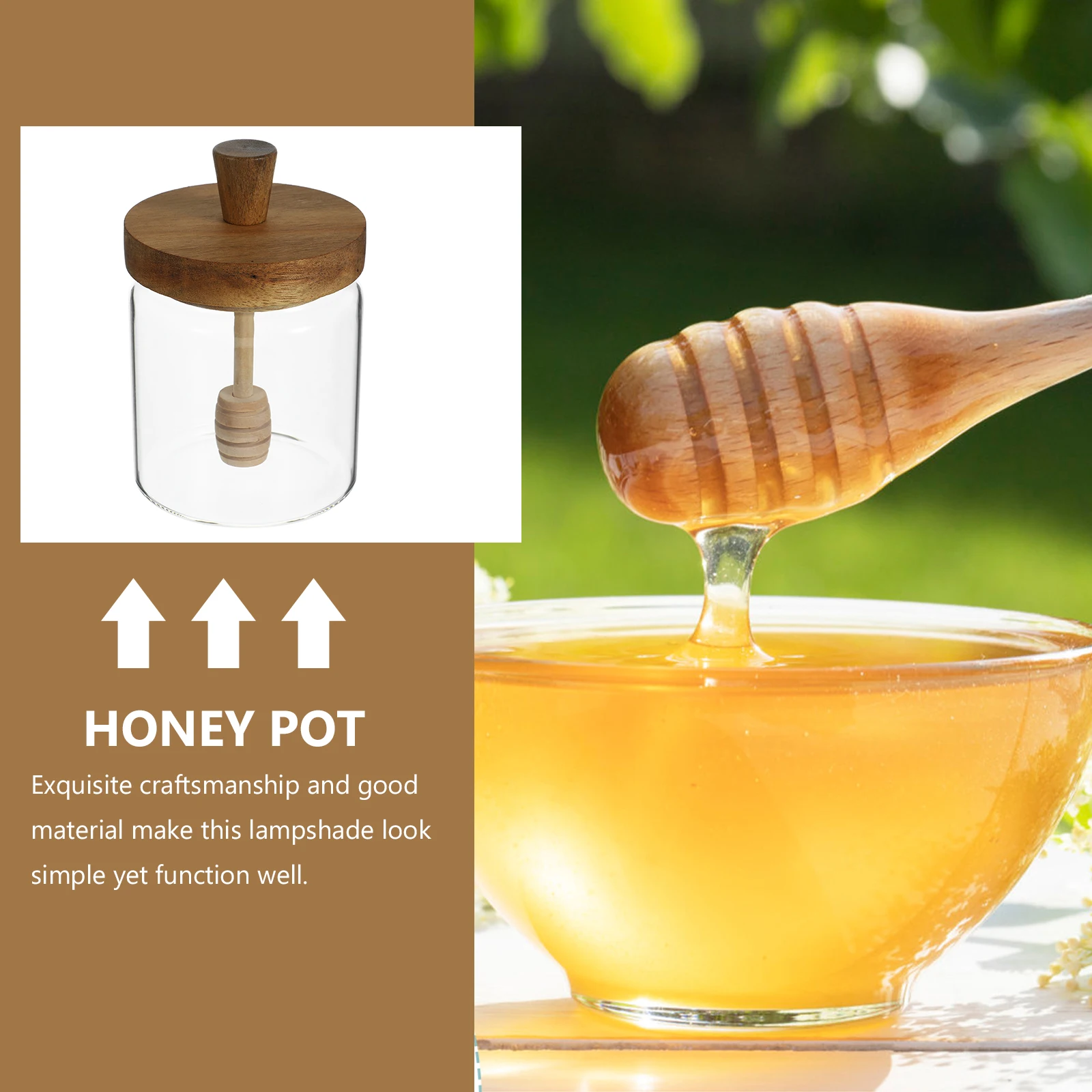 

Pot Glass Jar Clear Container Kitchen Syrup Storage Dispenser 450ml Jar Container Honey Dipper Syrup Dispenser Glass Honey Pot