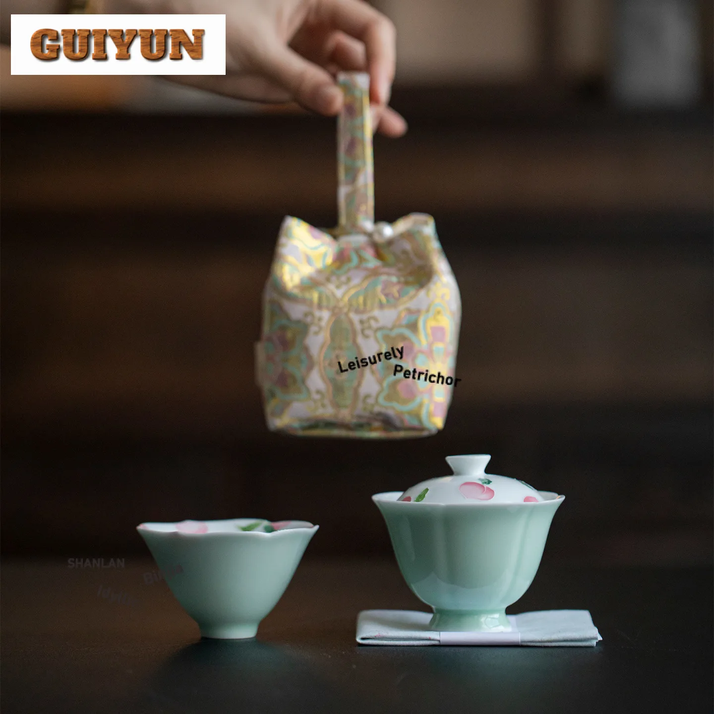 

Ручная роспись персикового цвета, дорожный чайный сервиз, креативный 1 чаша, 1 чашка, органайзер для чайника, портативные сумки для пикника, коллекция принадлежностей