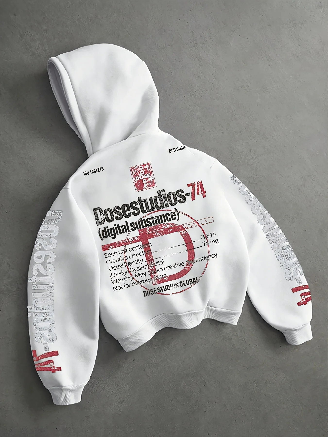 Men'S Hooded Sweatshirt Label Text Print Retro Street Style Autumn Neck Drop Shoulder Long Sleeve Pullover Top