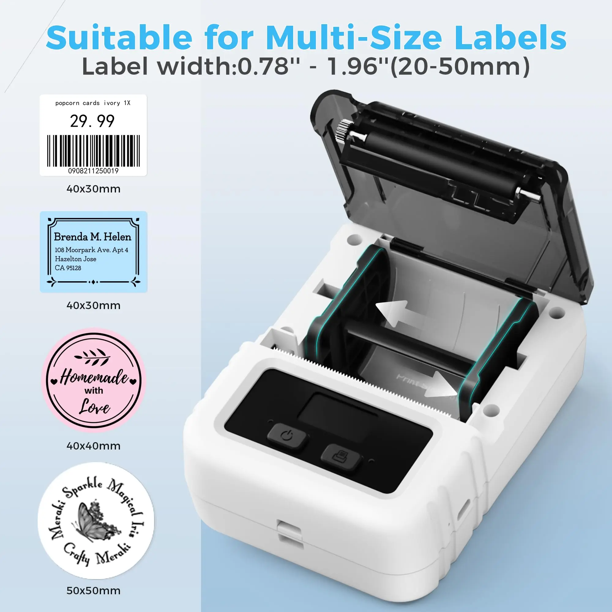 Thermal Label Maker M120 Label Printer Portable Bluetooth Wireless Mini Sticker Printer &1roll for Cable Barcode Qr Code Retail