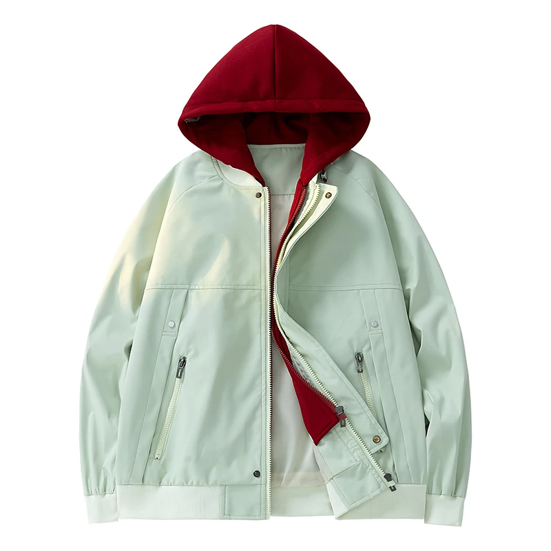 

New Spring Autumn Fashion Brand Fake Two Piece Waterproof Anti Fouling Simple Jackets Men Women's Same Loose All-Match Jackets