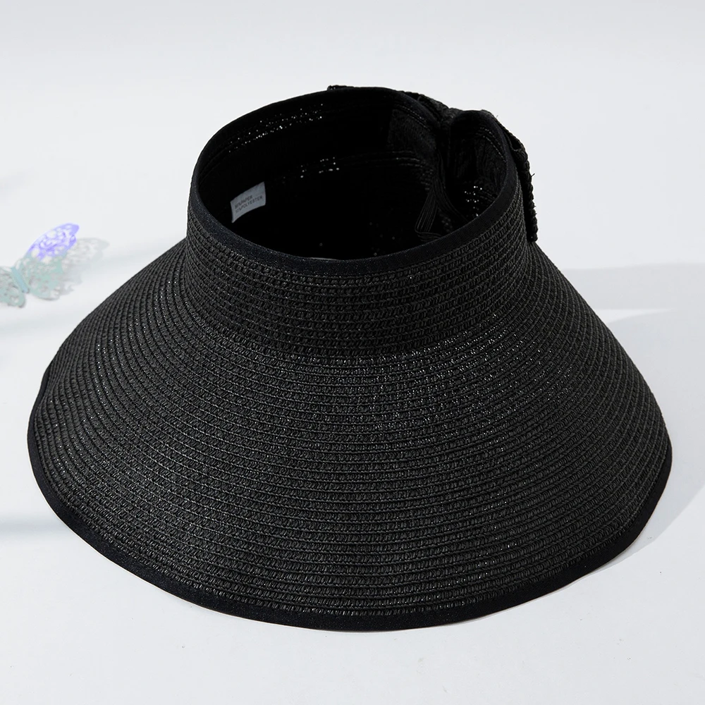 2023 Spring Summer Straw Hat Visors Cap Foldable Wide Large Brim Sun Hat Beach Hats For Women Straw Hat UV Protection