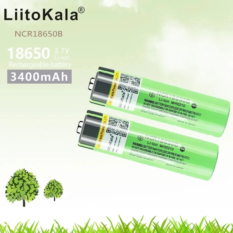 Liitokala-bateria de íon recarregável ncr 18650b 18650 3400, bateria de 3000 mah recarregável para lanterna