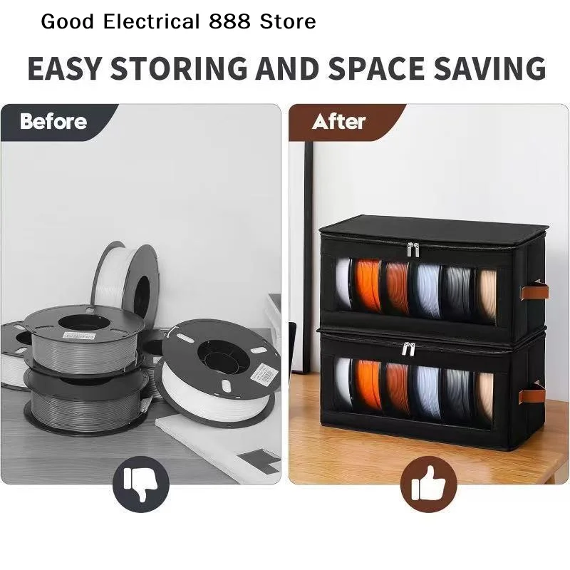 3D Printer Filament Storage Box Non Woven Foldable Organizer With Hygrometer Clear Window For Home Office 3D Printing Workspace