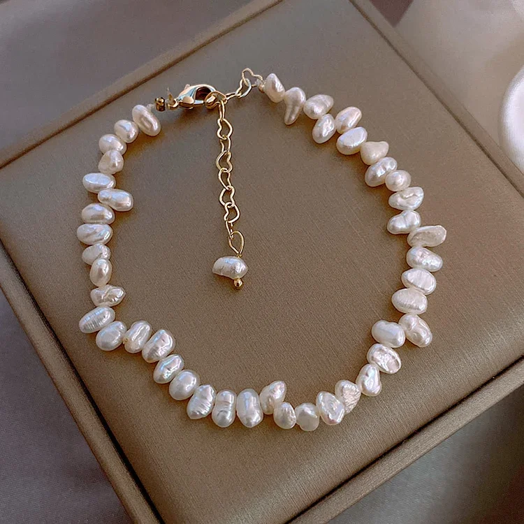 2023 Korea Hot Selling Fashion Jewelry Simple White Natural Freshwater Pearl Bracelet Women's Daily Wild Bracelet