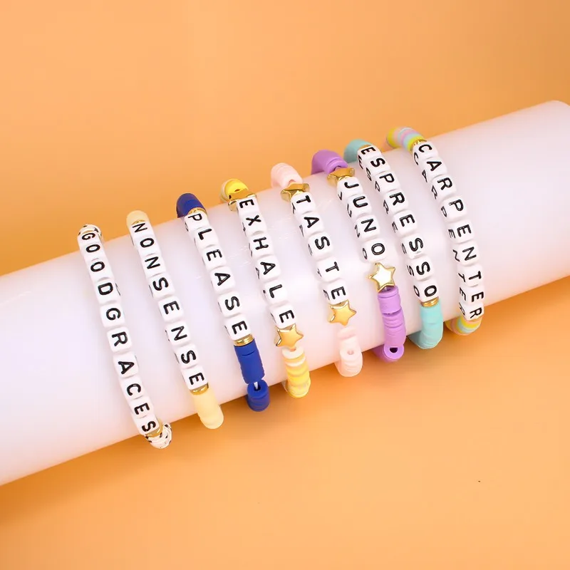 8pcs Carpenter Bracelet Charms Customize The Concert Merchandise Polymer Clay Bead Light Sabrina Friendship Bracelets