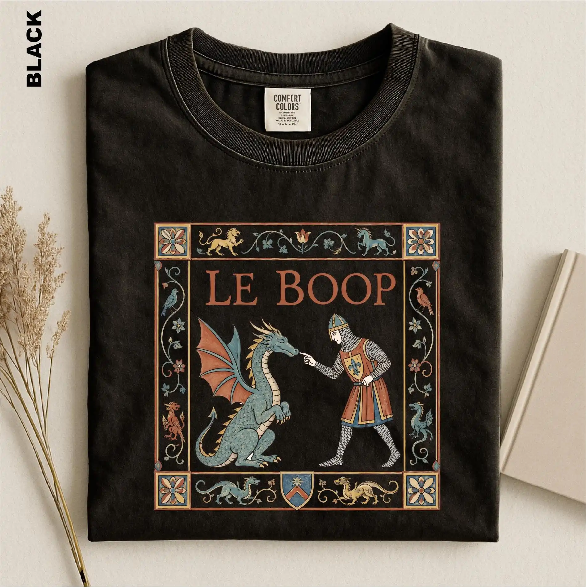 Le Boop Drachen-Shirt, mittelalterliches T-Shirt, lustiges Ritter- und Drachen-Sweatshirt, Geschenk für Fantasy-Meme-Liebhaber, Kleidung für Renaissance-Festivals. – Detail 3
