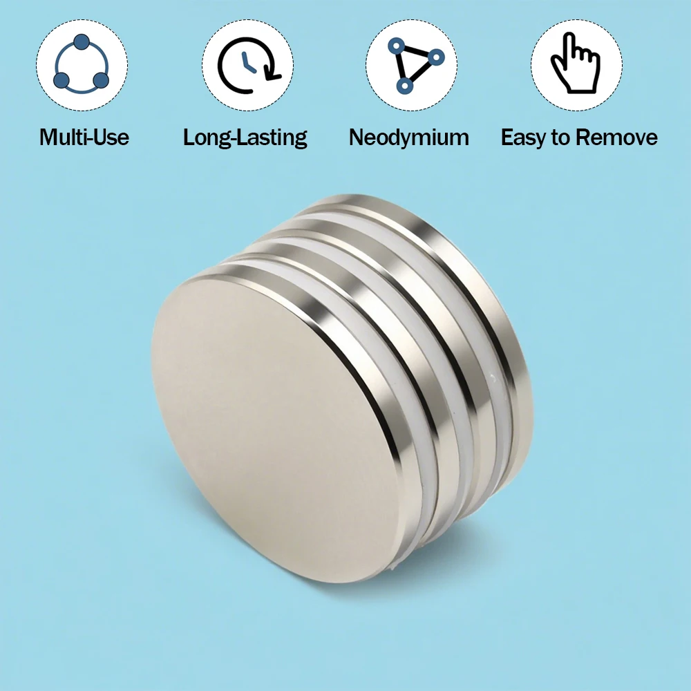 NdFeB Magnet 50x5mm Round Bar Long Lasting Magnetism Galvanized Anti Oxidation Magnetic Laboratory Use Daily Household