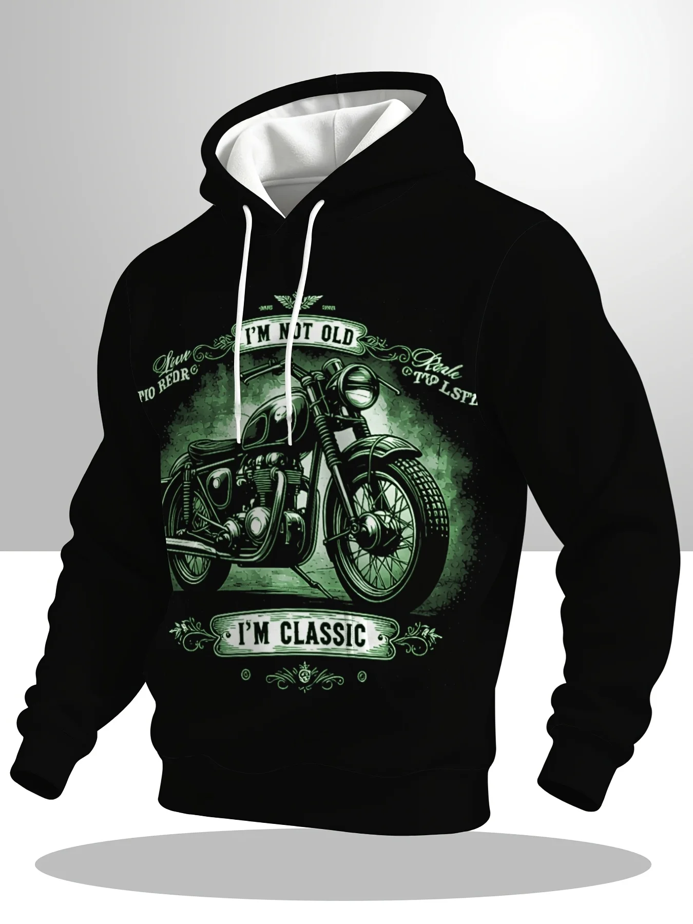 Hoodie with a vintage Classic Motorcycle Print, Stylish Design, Durable and Long-Lasting, Suitable for Men