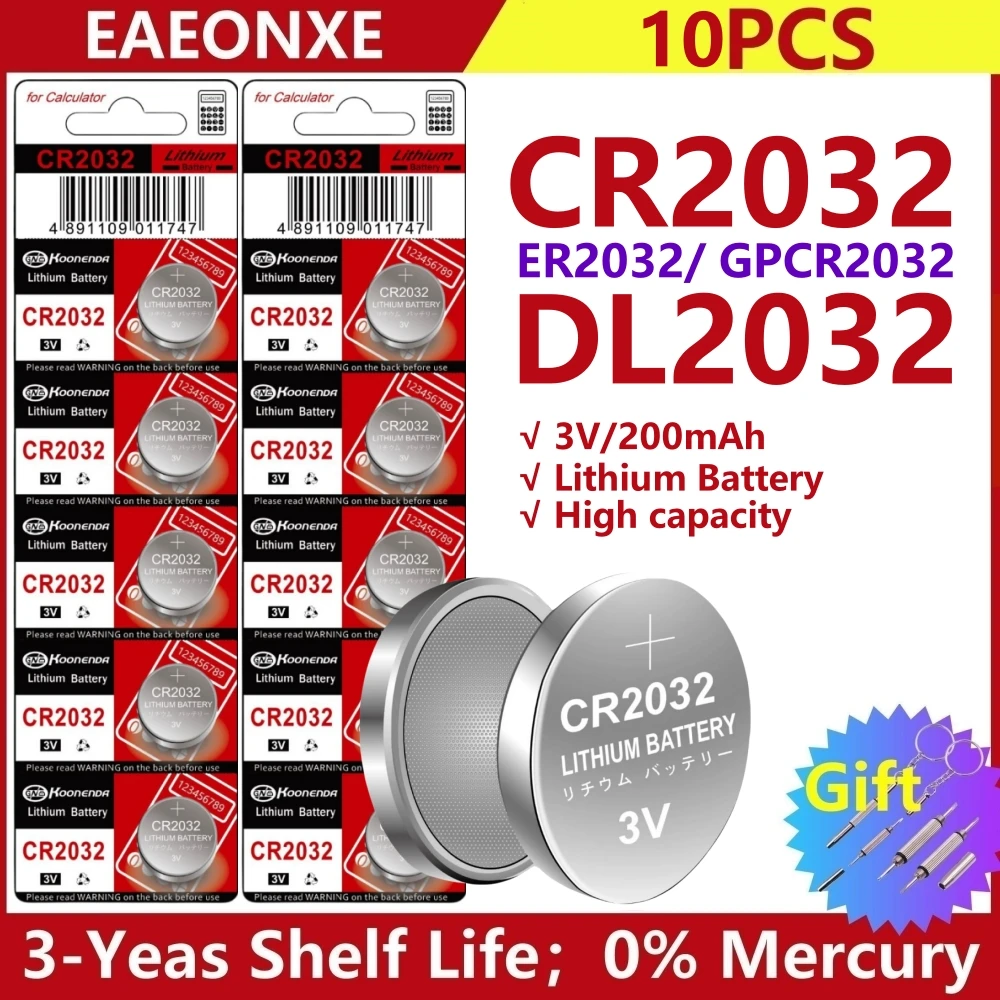 10Pcs Battery CR2032 CR2025 CR1220 CR1225 CR1616 CR1620 CR2430 Cell Coin Lithium Battery For Clock Electronic toys