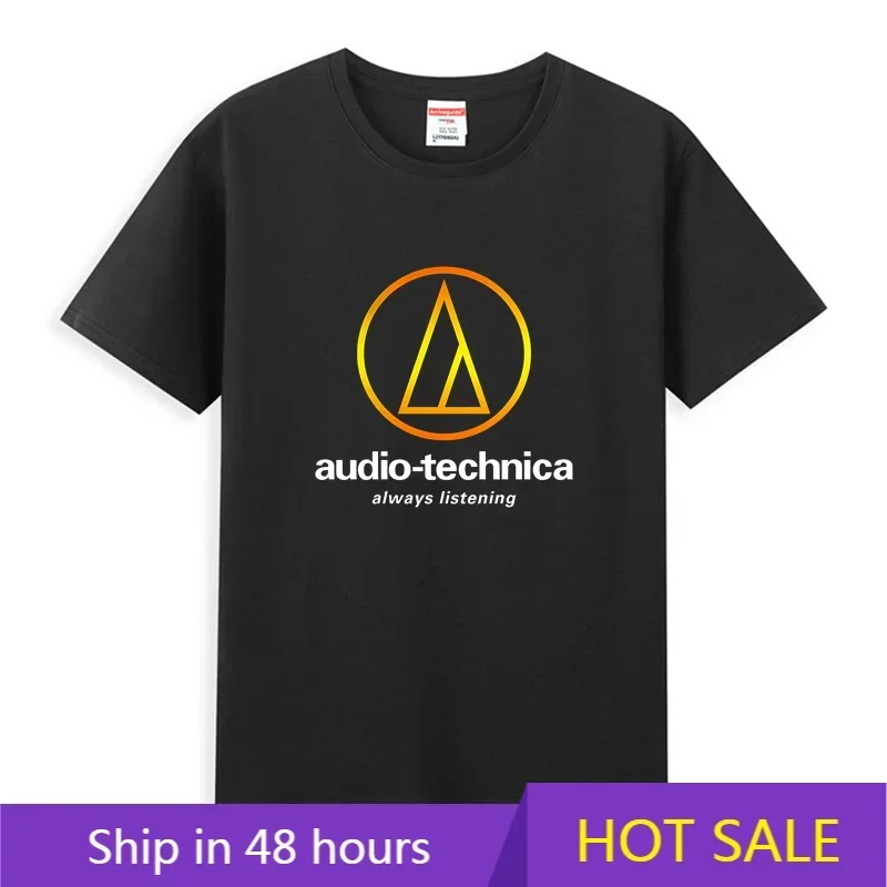 

Men T Shirt Casual Audio Technica Logo T-shirt Graphic Summer Short Sleeves 100% Cotton S-3XL