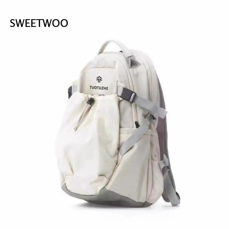Outdoor Hiking Backpack Drawstring Front Pocket Large Capacity Rucksack for Camping Mountain Trekking Daily Trip