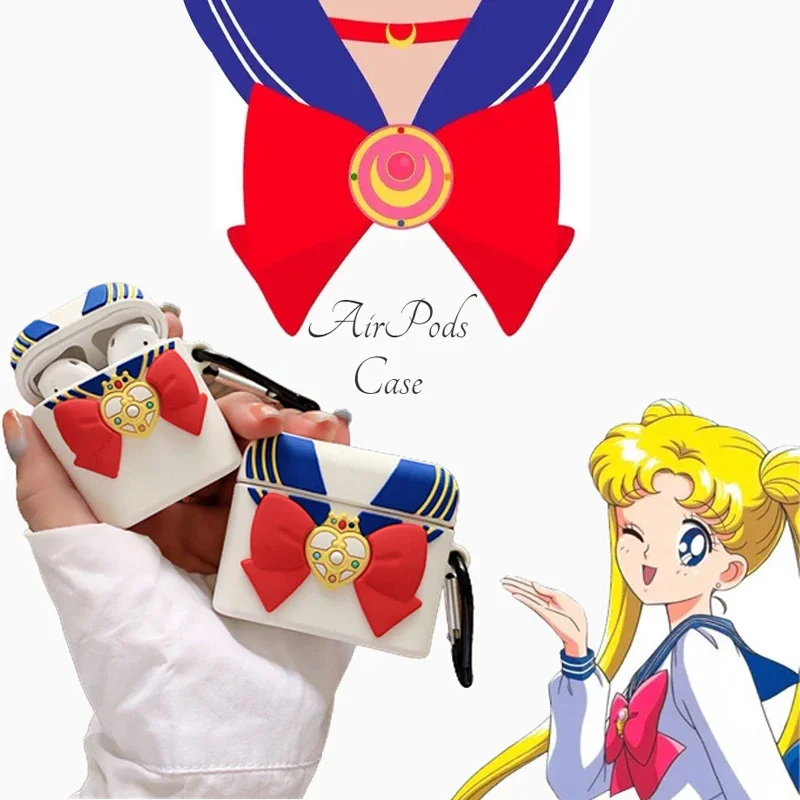 Sailor Moon Tsukino Usagi Headphone Case for AirPods 1 2 3 Pro Cute Bluetooth Earphone Cover for Apple Airpods Pro Accessories