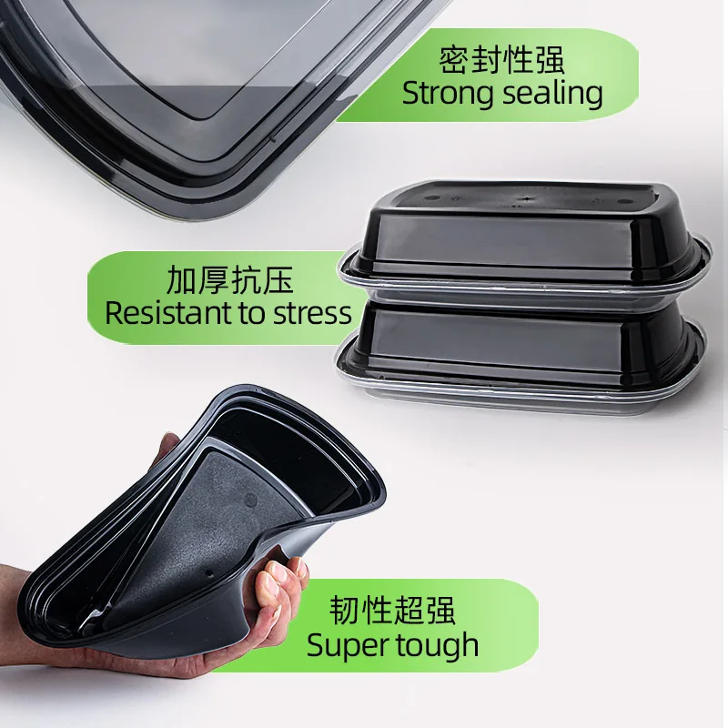 Custom. American Style Disposable Lunch Box Food Grade Microwave Safe Refrigerator Safe Rectangular Plastic Takeou