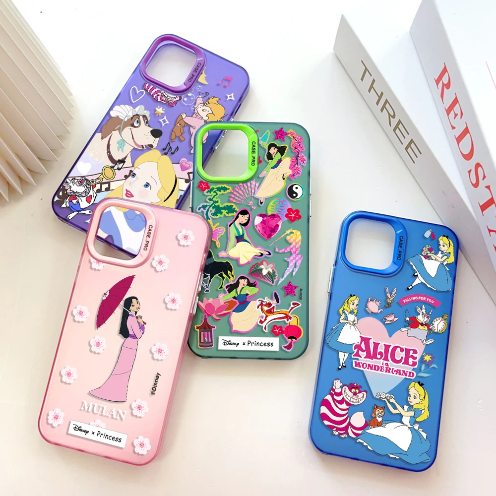 Cute Disney Mermaid Princess Phone Case for IPhone 13 12 11 15 14 Pro Max Plus Creative Border Silver Plated Hard TPU Cover