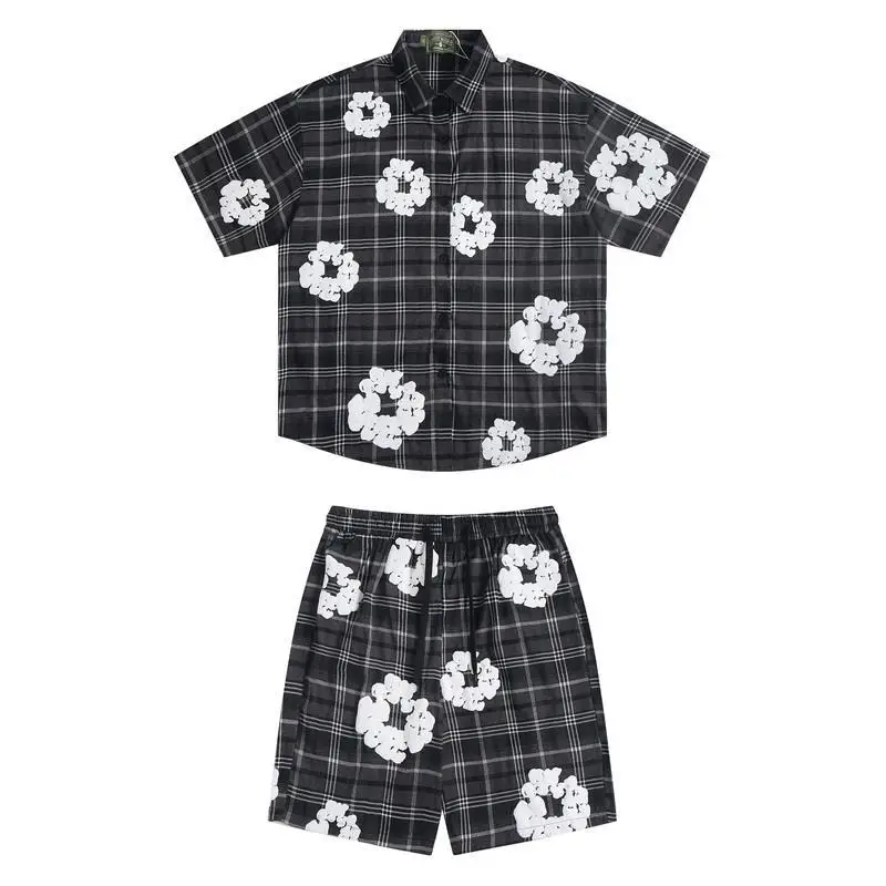 

Casual Cotton lin Print Loose ort Sve Summer irt And orts Set Street Sle Versatile Youth Faion Ensemble