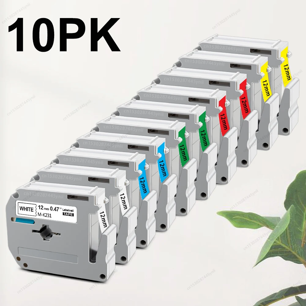 

2/10PK MK231 Compatible for Brother MK-231 12mm MK Label Tape M-K231 MK131 MK631 for Brother P-touch PT-70 PT-80 Label Printer