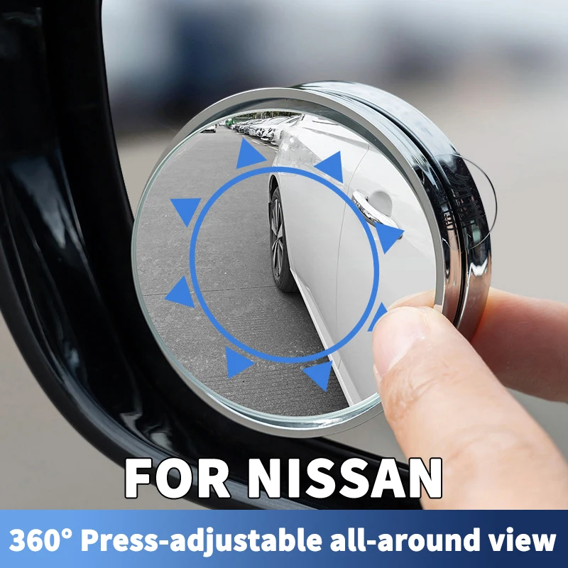 Press-To-Activate Suction Cup Blind Spot Mirror, Car Side View Auxiliary Mirror, High-Definition Glass Convex Mirror, Parking Assist Rearview Mirror, Suitable for Nissan X-Trail