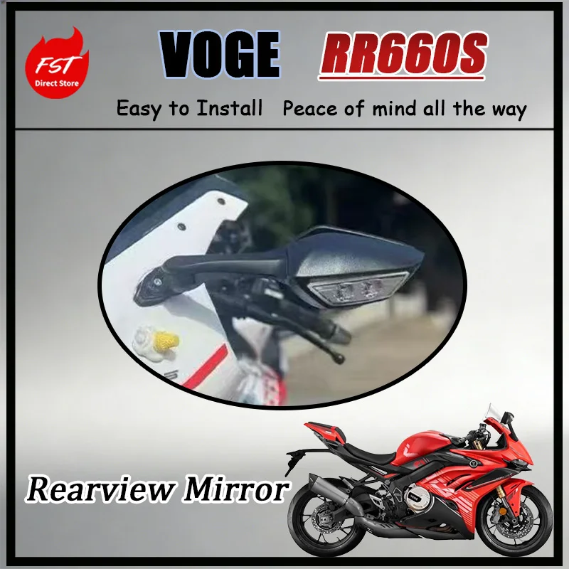 FOR Forward Mounted Foldable Bull Rearview Mirror for VOGE RR660S High Definition Large Vision LED Side Mirror Upgrade with Turn