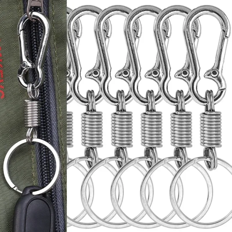 Spring Keychain Zinc Alloy Carabiner Buckle Key Rings Anti-lost Climbing Hook Car Keychians Man Metal KeyChains Tool 1/10pcs