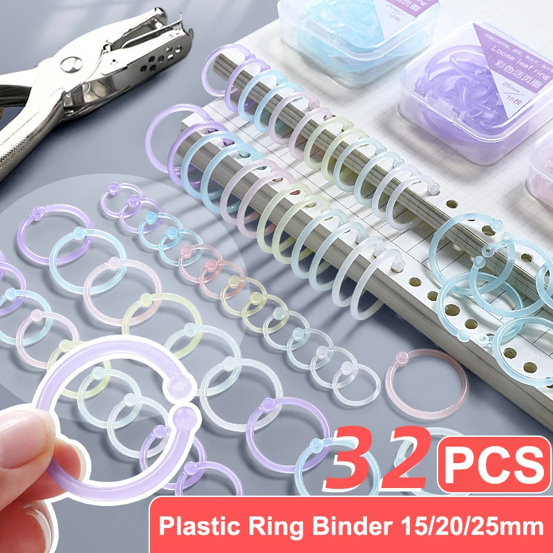 /32pcs Kunststoff Ring binder/25mm DIY Alben Kreis Ring Öffnung Lose blatt Buch Reifen Tagebuch Büro Binde zubehör