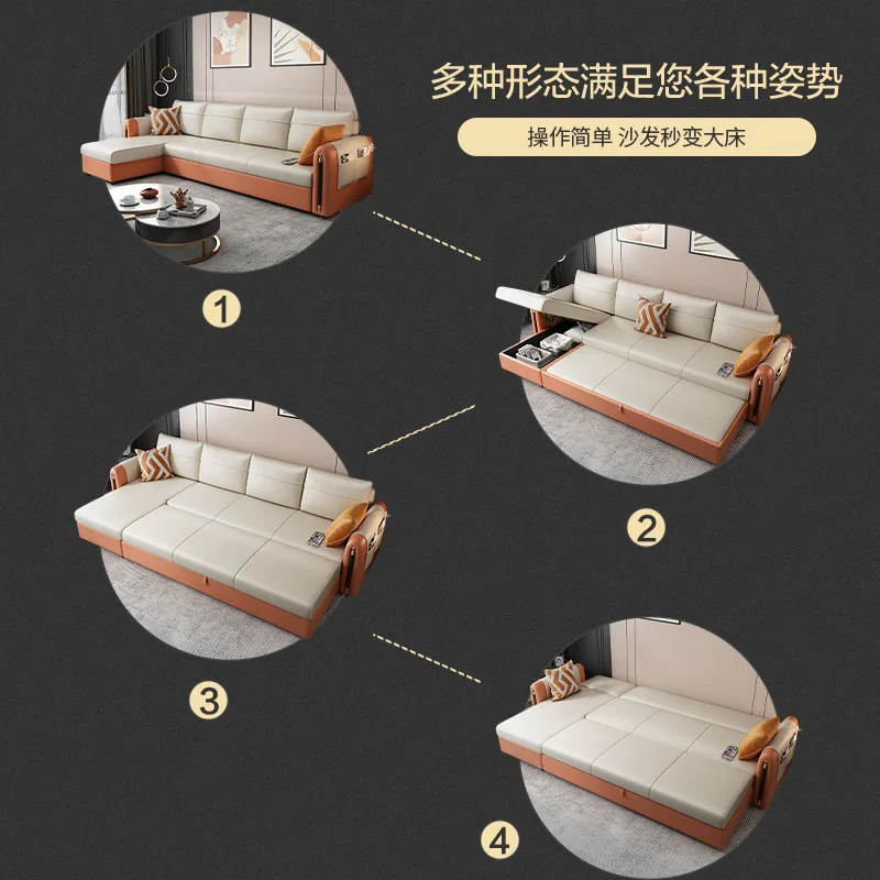 

Multifunctional sofa bed dual-purpose living room small apartment foldable light luxury sitting and lying double sofa bed