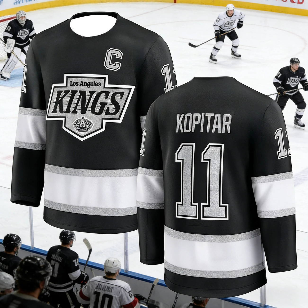 2026 Men's New Ice Hockey King Team Training Top with 3D Print, White, Breathable and Quick-drying Long Sleeves Kids