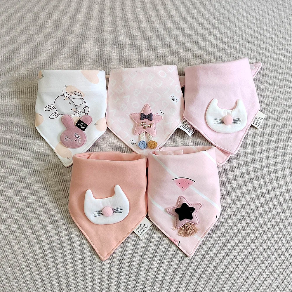 5Pieces/Lot Baby Girl Bib Cotton Triangle Infant Feeding Burp Cloth Teething Drool Boy Bib Newborn Accessories