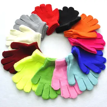 Winter 4-11 Jahr Alt kinder Schreiben Kalt-proof Warme Handschuhe Einfarbig Gestrickte Wolle Acryl Volle-finger Split-finger Handschuhe
