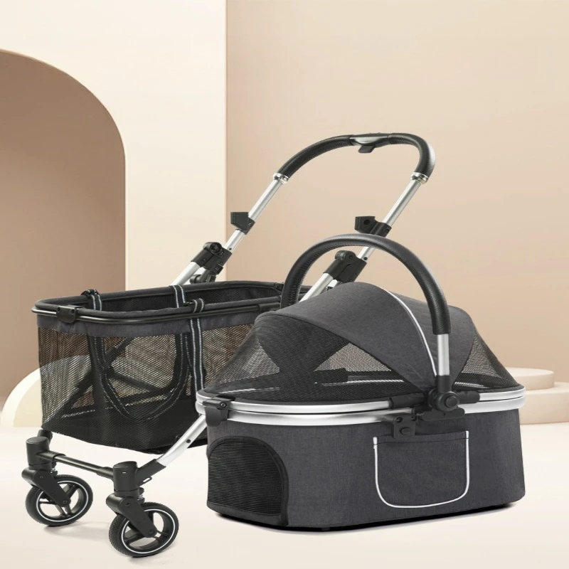 Pet Trolley Cart Detachable Multi-pet Cat Dog Cart Dog Carrier for Small Medium Cats Puppies Collapsible Travel Puppy Carrier