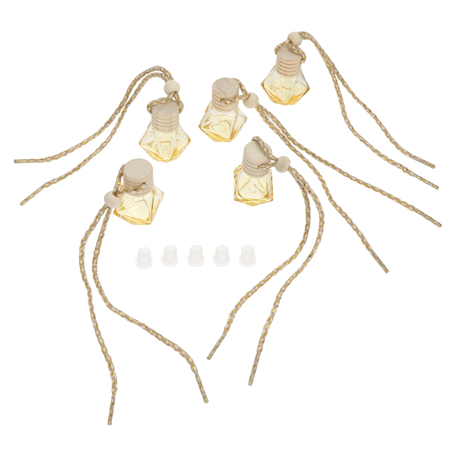 

5 Pcs Car Perfume Pendant Diffusers Essential Oil Bottle Aromatherapy Air Freshener Hanging Decor Glass Scented Ornament