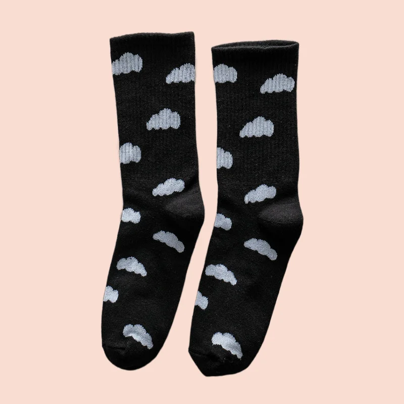 3/6 Pairs Spring and Autumn Cloud Women's Socks Women's Mid-tube Socks Sweat-absorbent Breathable Short Cotton 2024 New Socks