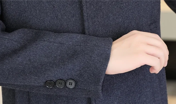 Hochwertiger, modischer, einseitiger Mantel für Herbst/Winter 2022, neuer, einreihiger, mittellanger Wollmantel für Herren aus 50 Wolle, M-4XL – Detail 19