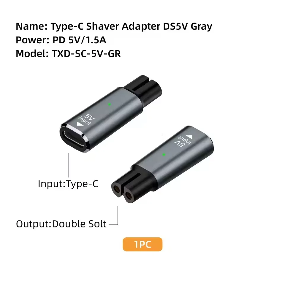 5V 1,5A Typ-C Rasierer-Adapter Ladekonverter für Philips One Blade QP4530 QP1924 QP2724 QP2834 mit Ladeanzeige