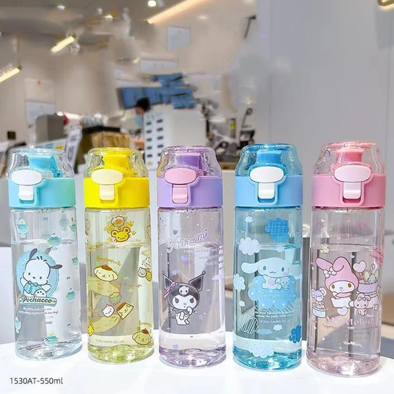 Sanrio Kawaii Kuromi My Melody Cinnamoroll Pochacco Mugs Cute Cartoon Anime Plastic Cups Portable Water Bottle Birthday Gift