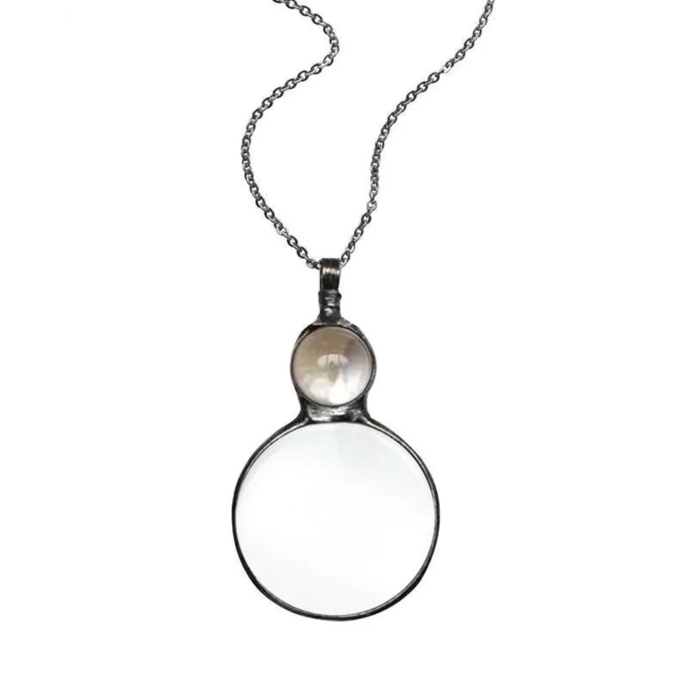 Metal Circular Magnifying Glass Pendant Fashion Portable Reader Reading Magnifying Glass Pendant Vintage Reading Amplifier