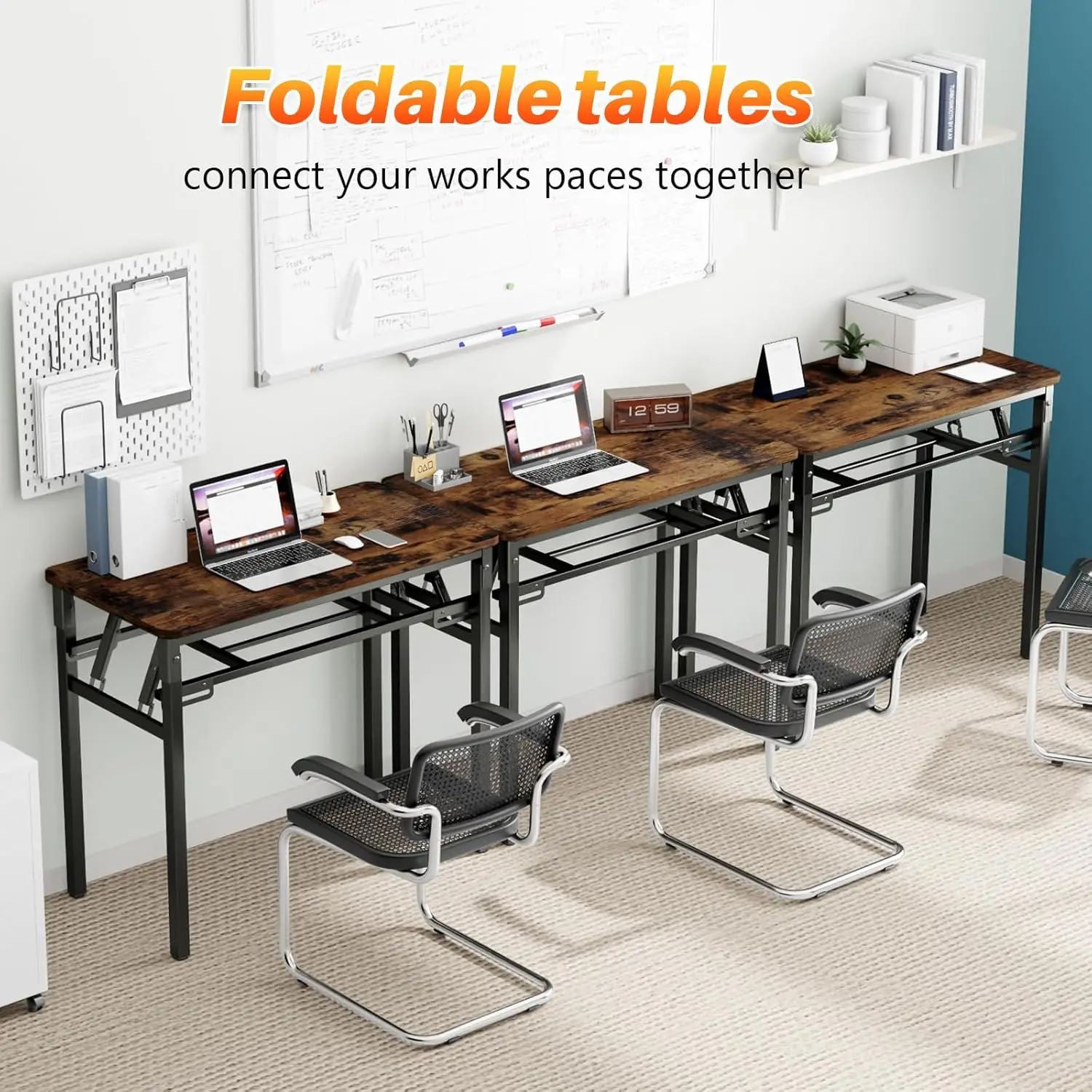 Compact Foldable Computer Desk with Storage Shelf - Small Space Study Table for Writing and Typing