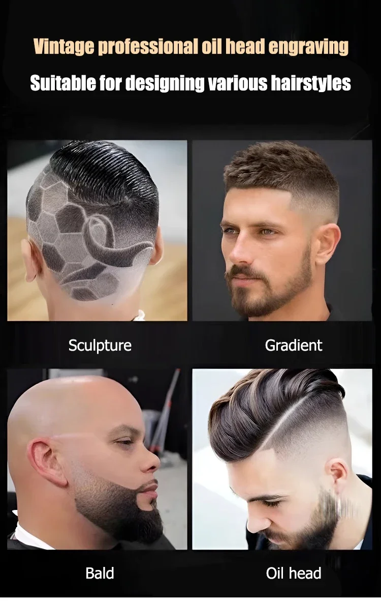 Elektrische Haarschneidemaschine Vintage T9 Clipper Haar wiederaufladbar Mann Rasierer Trimmer für Herren Friseur professioneller Haarschneider – Detail 6