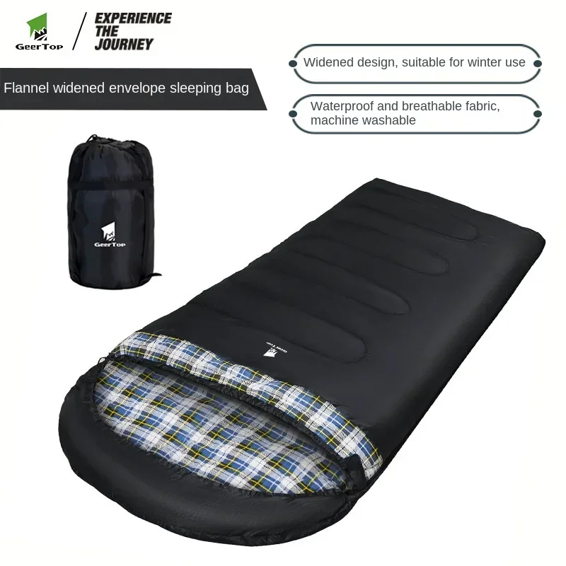 

Large Space Winter Flannel Sleeping Bag Outdoor Camping Camping Envelope Patchwork Thickened Warm Sleeping Bag