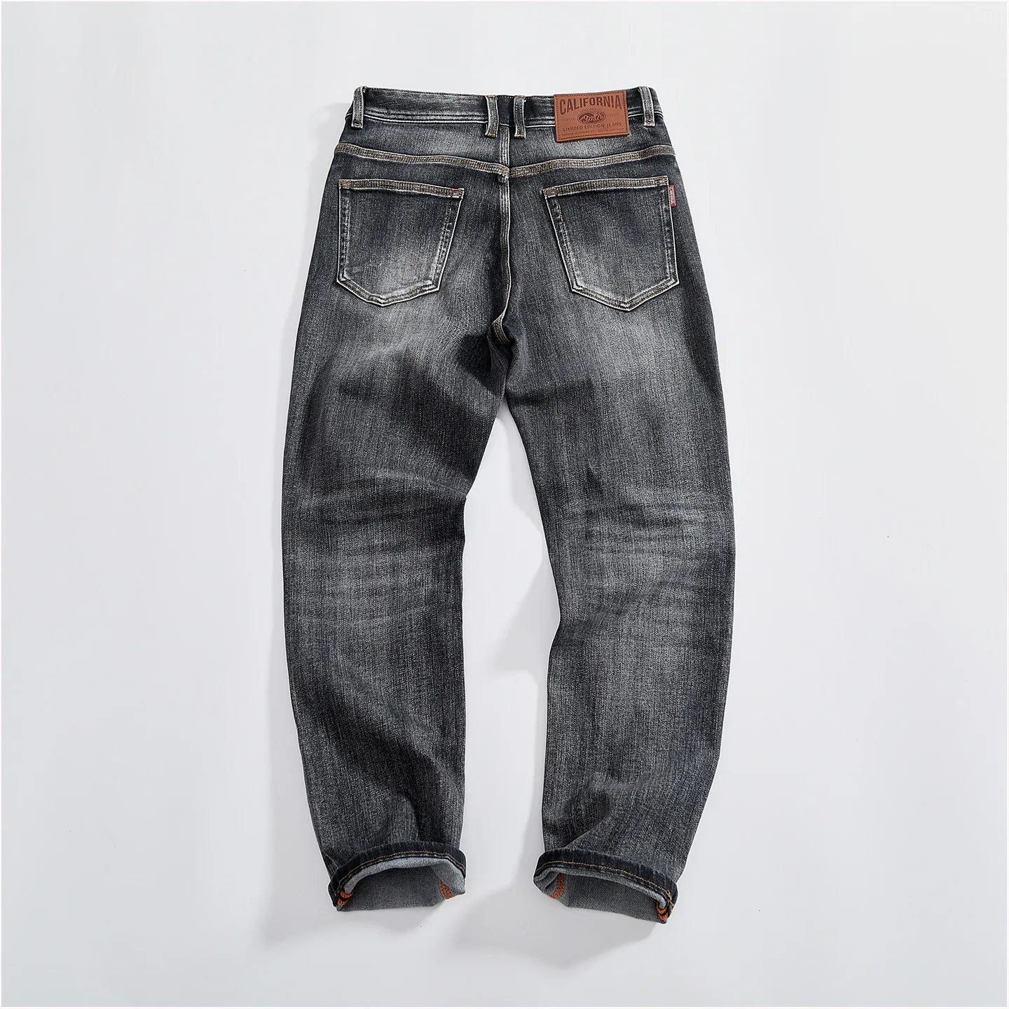 Distressed tapered jeans for men high elastic comfortable denim American retro casual all-match men's long pants