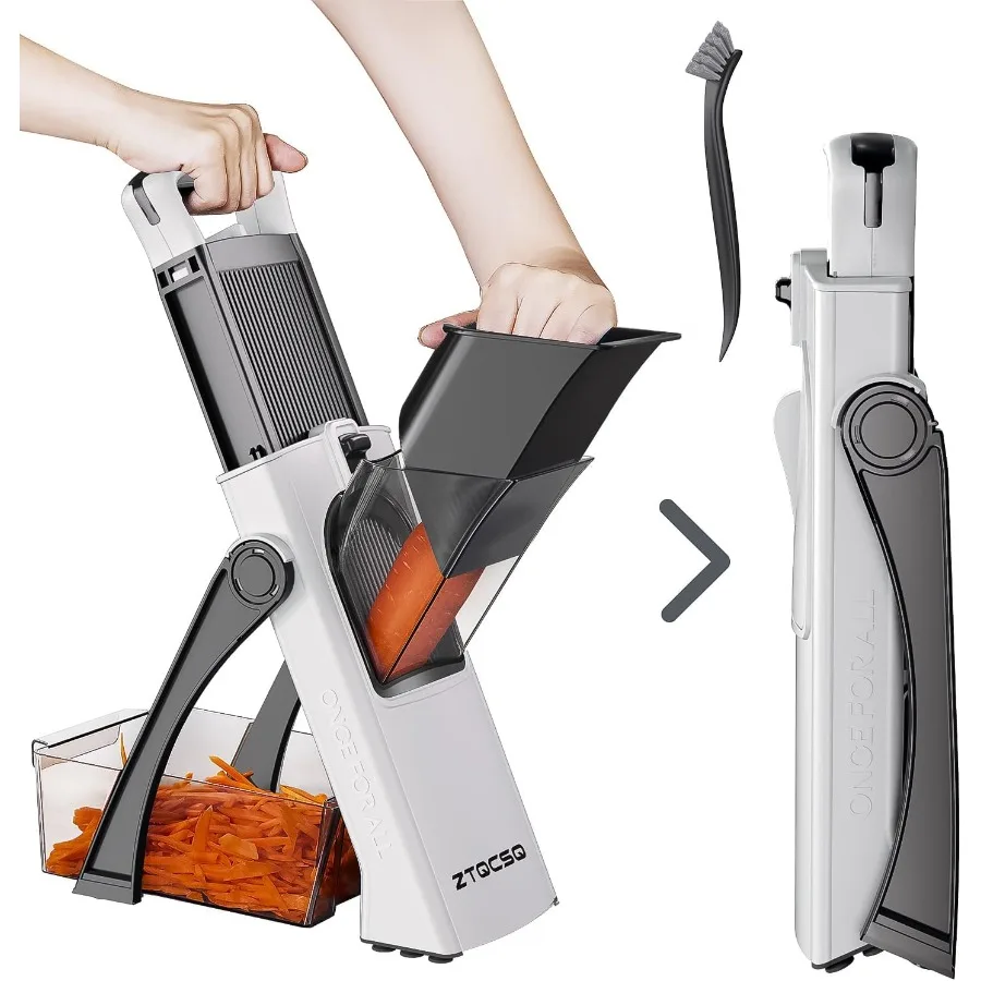 قطاعة ماندولين الكل في واحد مطورة لاستخدام المطبخ مع شفرات قابلة للفصل بسمك التقطيع قابلة للتعديل لمعرف القطع الدقيق #1