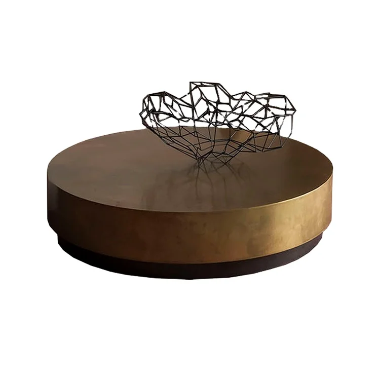 yr-Cheap Banquet Antique Modern Balcony Garden Golden Round Coffee Wooden Table Set for Outside Patio-