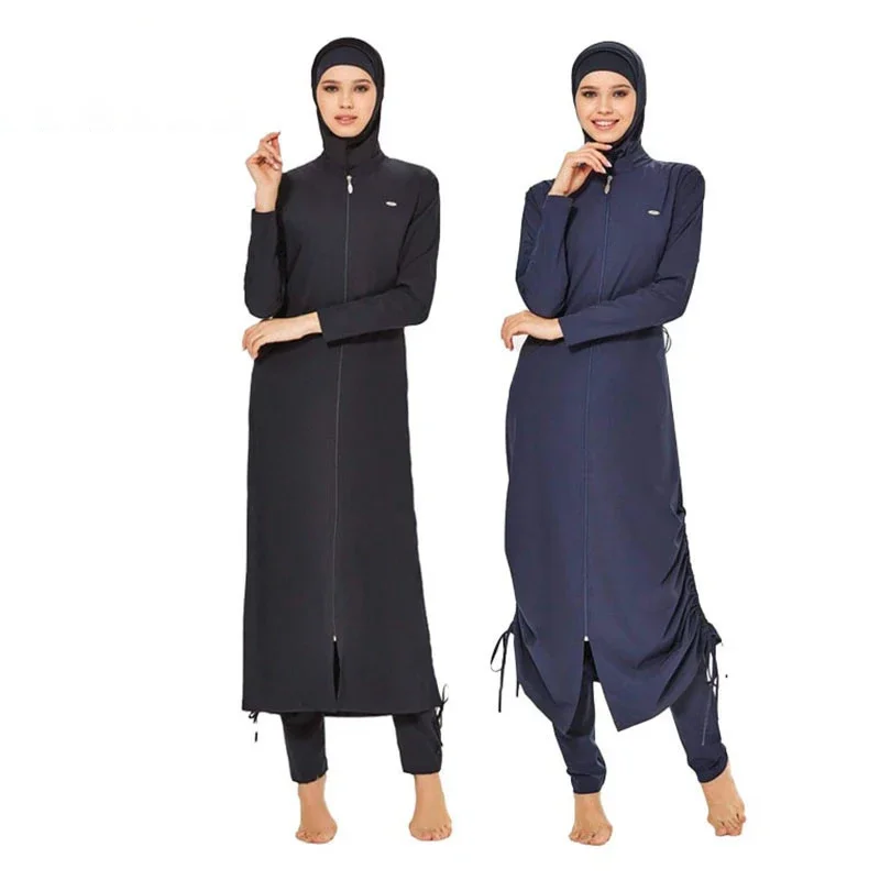 3PCS Muslim Modest Burkini Swimwear Abaya Swimsuit For Women Abayas Hijab Islamic Long Sleeve Full Cover Ups Swimming Suit Swim