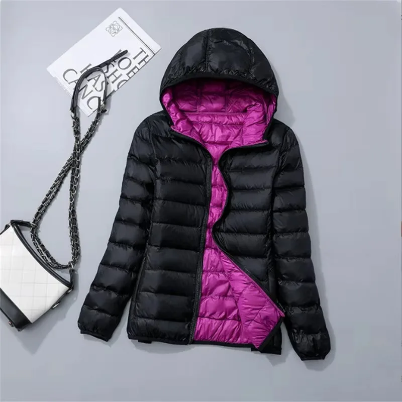 Women Light Weight Winter Jackets 2023 New Autumn Hooded Windproof White Duck Down Coats Ultralight Portable Puffer Parkas