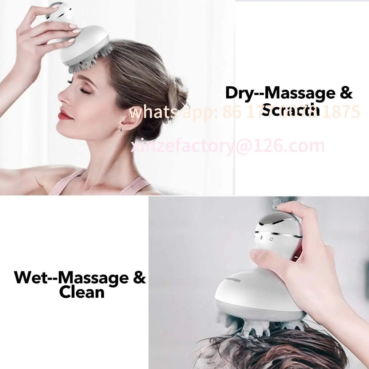 

Customizable Cordless Scalp Massager with 4 Interchangeable Head Deep Cleanse Stress Relax Tool for Hair Growth Body Muscle