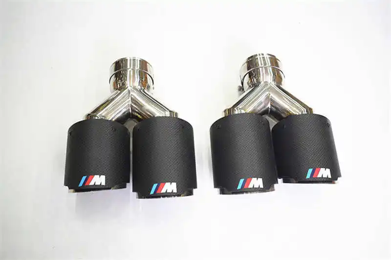 1 Pair M Performance Exhausts Pipe For B-MW M2 M3 M4 M5 Car Universal Length 240mm Double-out Y Model Matte Muffler Tip