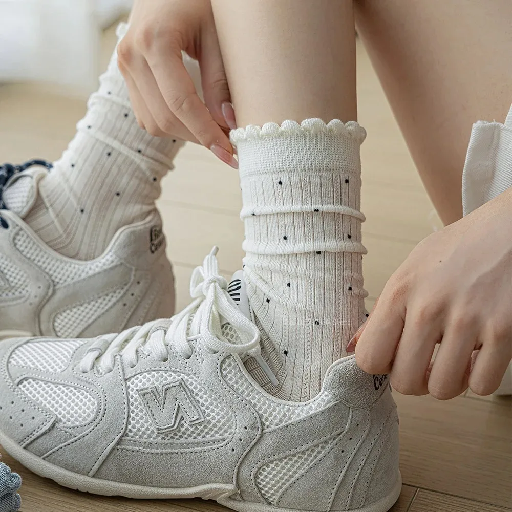 Summer Thin Polka Dot Women Socks Light Color Harajuku Cotton Socks Women Girl Fashion Soft Comfortable Japanese Kawaii Socks
