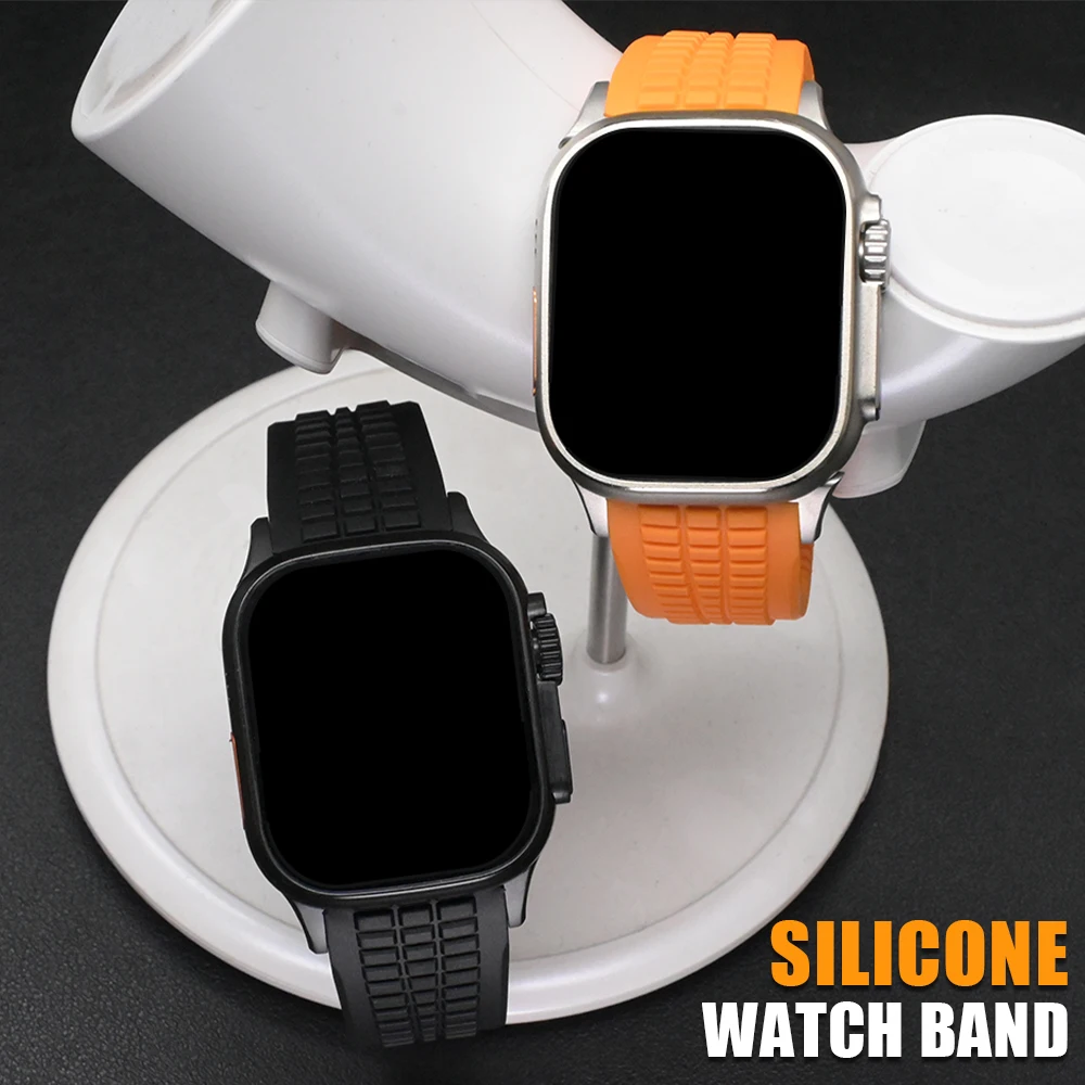 

Роскошный резиновый браслет для Apple Watch Band Ultra 2/1 49 мм 46 мм 45 мм 44 мм Силиконовый спортивный ремешок IWatch Series 10 8 9 7 6 5 4 SE