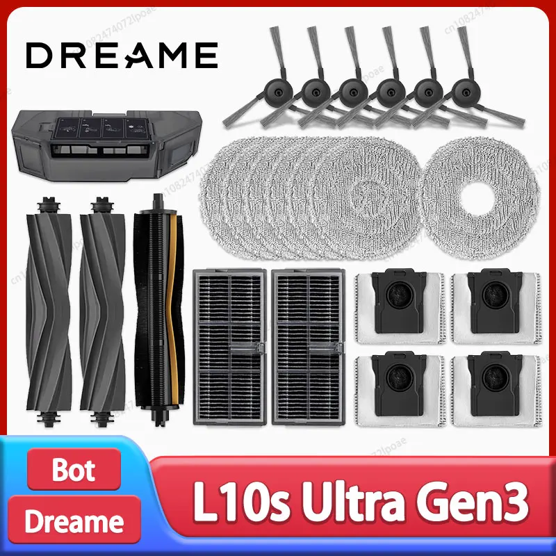 Dreame L10s Ultra Gen3 / L30s Pro Ultra Robot aspirateur accessoires brosse latérale principale vadrouille tissu filtre Hepa sac à poussière de rechange