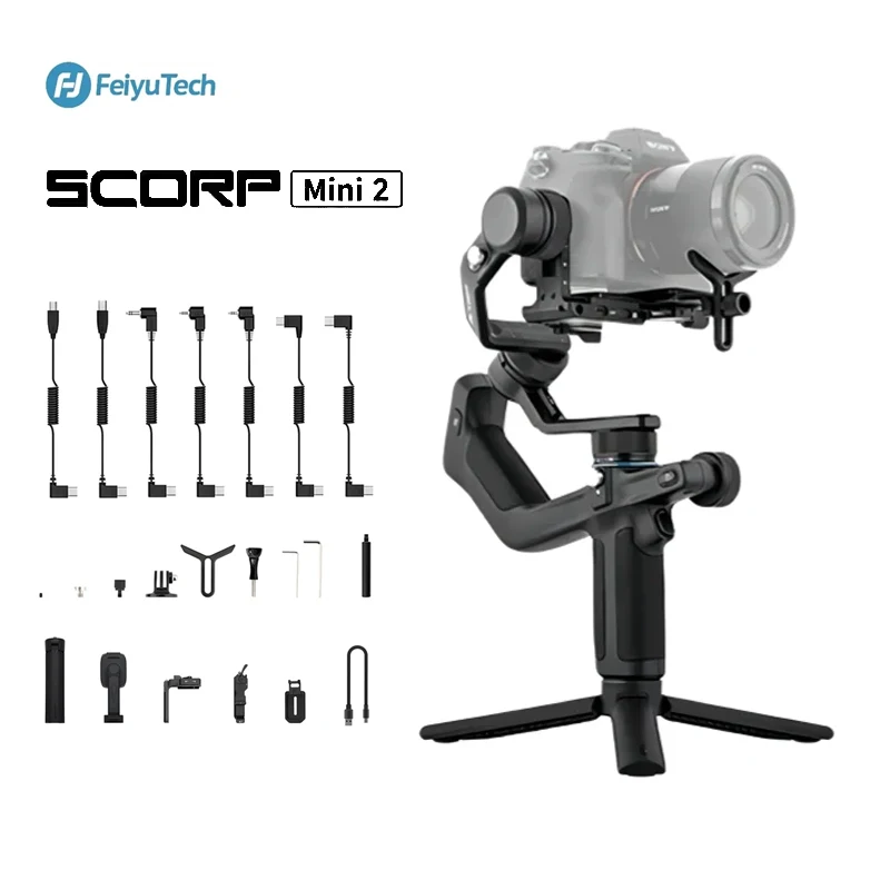 FeiyuTech SCORP Mini 2 All-in-One 3-Axis Gimbal Stabilizer for Mirrorless Camera Sony ZVE10 Canon Nikon Action GoPro Cell Phone